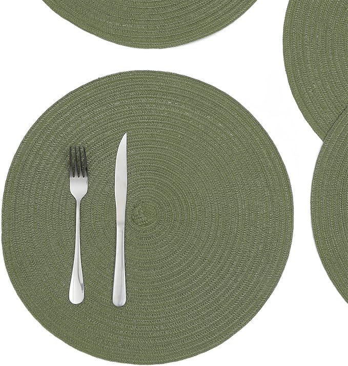 SHACOS Round Placemats Set of 8 Washable 15 inch Round Table Mats Cotton - Image 8