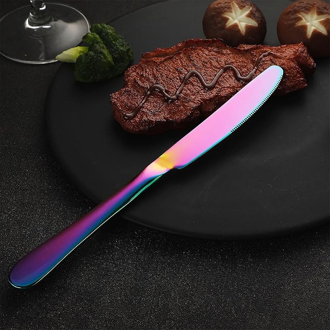 VANDBAO Rainbow Flatware Cutlery Silverware Set 20 Pieces, Stainless Steel - Image 3