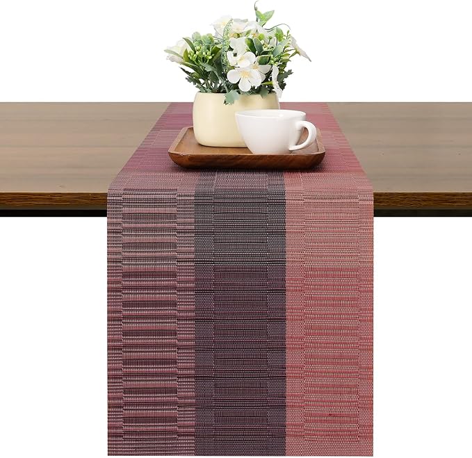 Table Runner 88 Inches Long, Vinyl Woven Farmhouse Table Runners | Washable by Chitomars