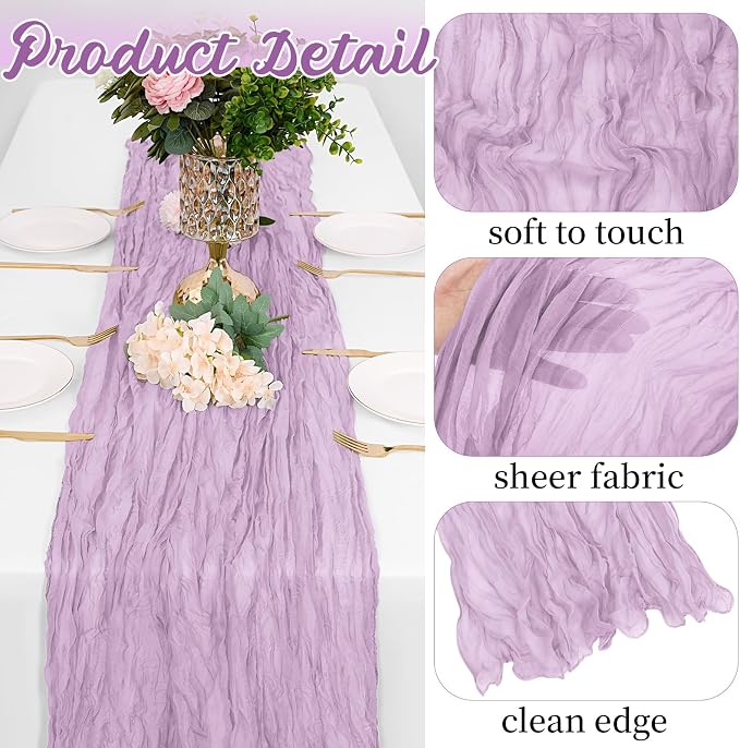 16 Pack Lavender Cheesecloth Table Runners 20x120 Inch Gauze Table Runner - Image 3