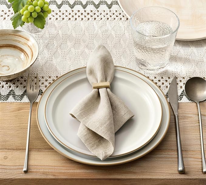 Macrame Side Trim Boho Woven Table Runner, Moss 12x108 Inch | Crochet Hollow - Image 2