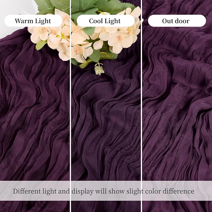 6 Pack Dark Purple Cheesecloth Table Runner, 17 x 108 Inch, Gauze Cheese Cloth - Image 6