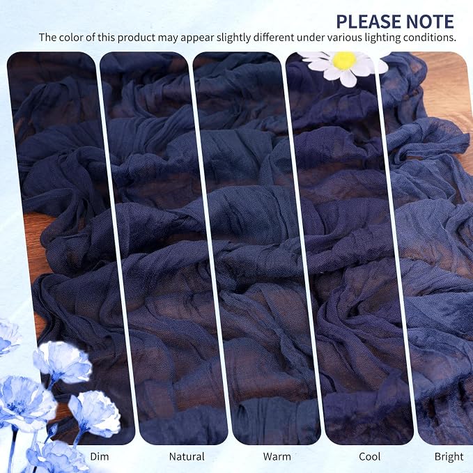 18 Pack Cheesecloth Table Runner 10FT Navy Blue Table Runner Boho Gauze Cheese - Image 7