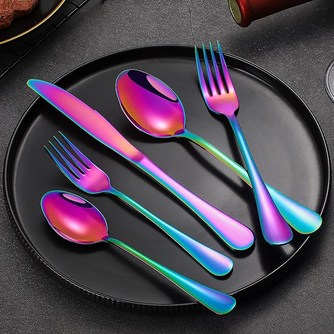 60 Pieces Rainbow Silverware set - Image 5