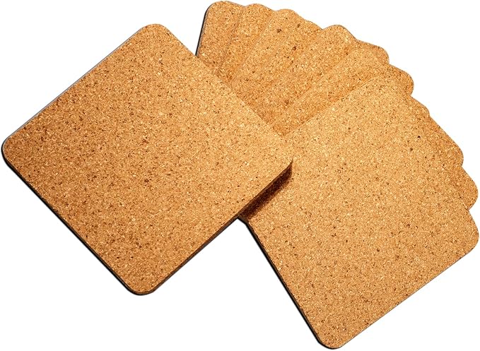 8PCS Cork Coasters for Drinks Absorbent Coaster 3.9 inch Square Simple Style - Image 3