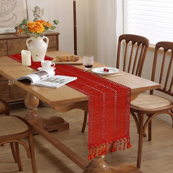 Christmas Table Runner for Red Tassel Home Decor 108 Inches Long, Winter Xmas - Image 8