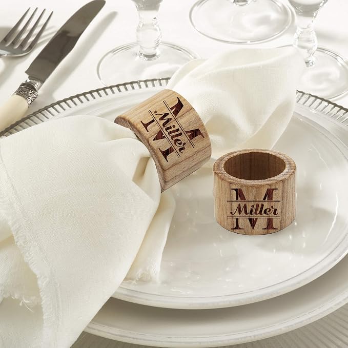 The Wedding Party Store Custom Personalized Wood Napkin Rings - Image 2