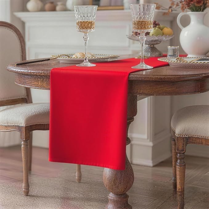 Red Table Runner, Waterproof Washable Runners 60 Inches Long | Reusable 12x60 - Image 2