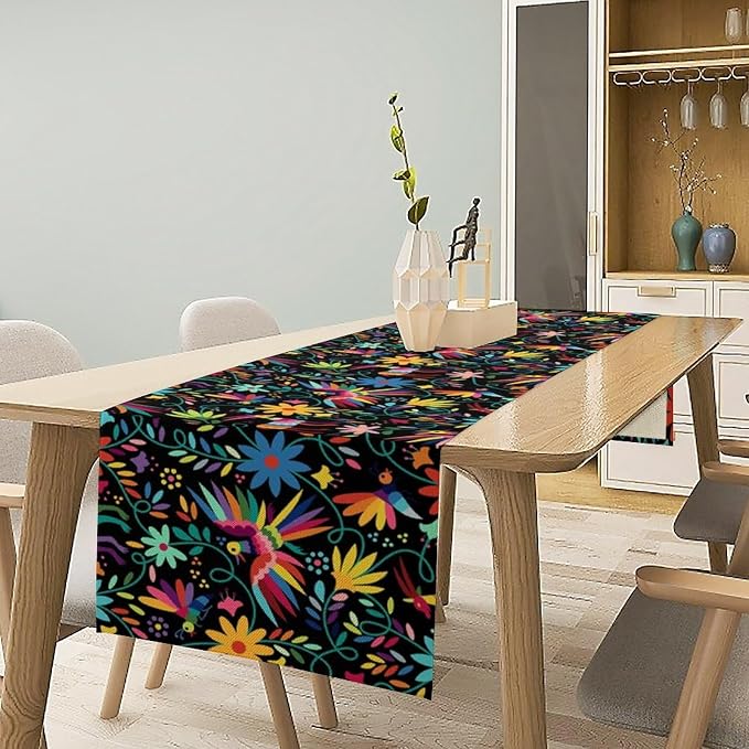 YCness Mexican Fiesta Table Runner Abstract Pattern Cinco De Mayo Dia De Los - Image 4