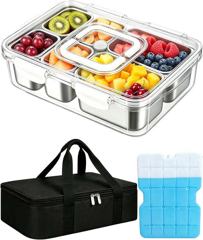 Snackle Box Container, Stainless Steel Divided Serving Tray by kidinit