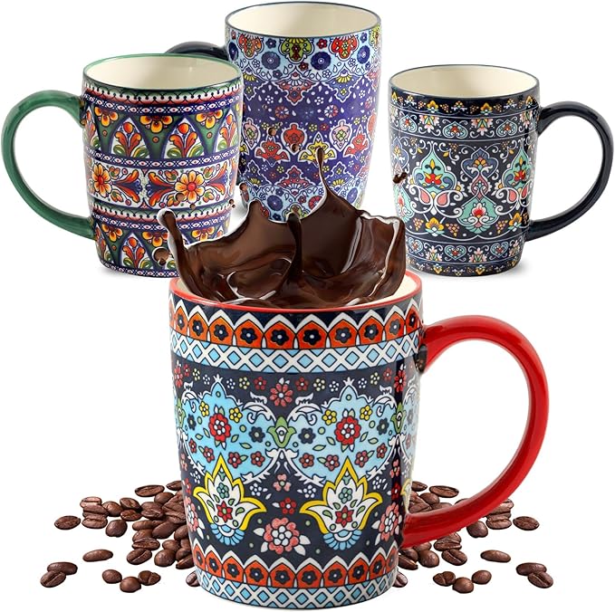 HASENSE Coffee Mugs, 15 OZ Coffee Cups Ceramic Set of 4 by Hasense