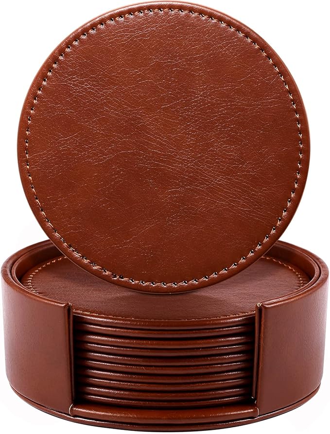 LAMOTI Leather Coasters for Drinks, Handmade Luxurious Home Décor and by LaMOTI