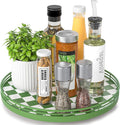 AMH 12-Inch Green and White Checkerboard Lazy Susan by AMH