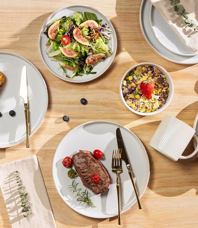 Ceramic Dinnerware Set for 4, 16-Piece Plates and Bowls Set | Lightweight - Image 3