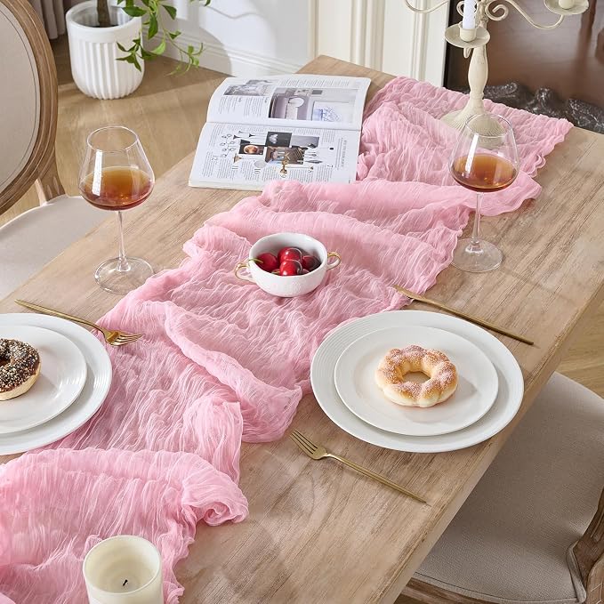 12 Pack Pink Cheesecloth Table Runners, 120 Inch 10Ft Blush Pink Gauze Table - Image 5