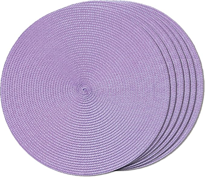 FunWheat Round Braided Placemats Set of 6 Table Mats by FunWheat