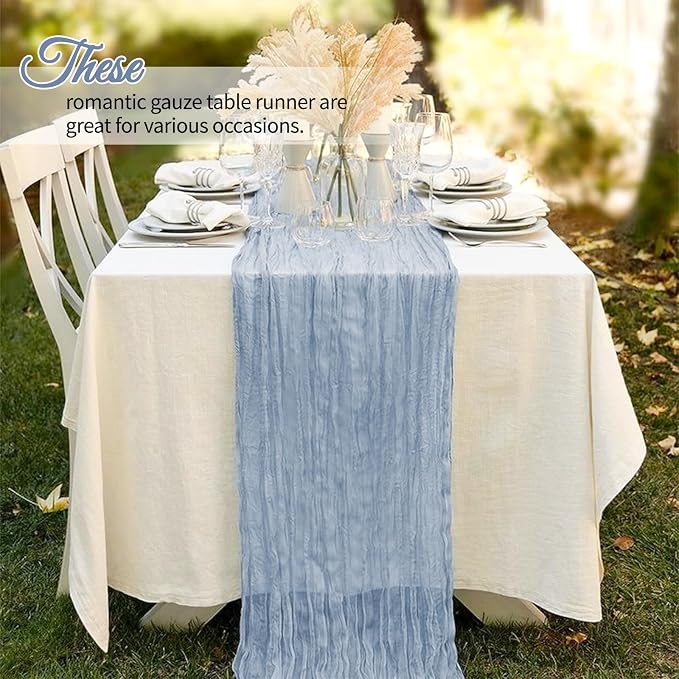 4 Pack Dusty Blue Cheesecloth Table Runner 10Ft, Gauze Table Runners 21.5 x 120 - Image 7