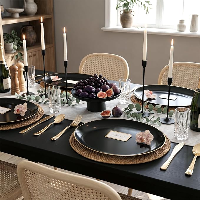 6PACK Black Oval Plastic Plates - Image 6