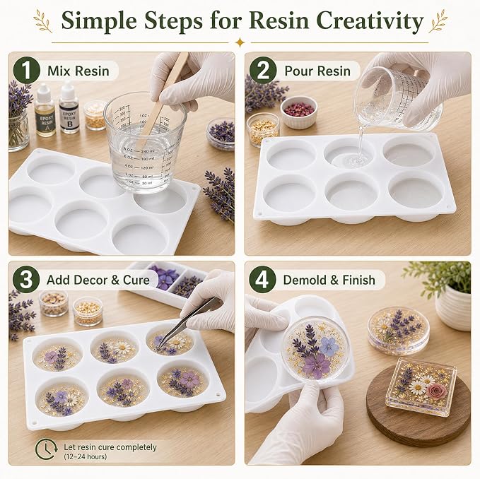 3 Shapes Large Coaster Molds for Epoxy Resin, Silicone Molds for Resin | 18 - Image 3