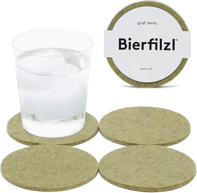Graf Lantz - Bierfilzl Merino Wool Round Coasters Set of 4 - Sage - Absorbs 30% by GrafLantz