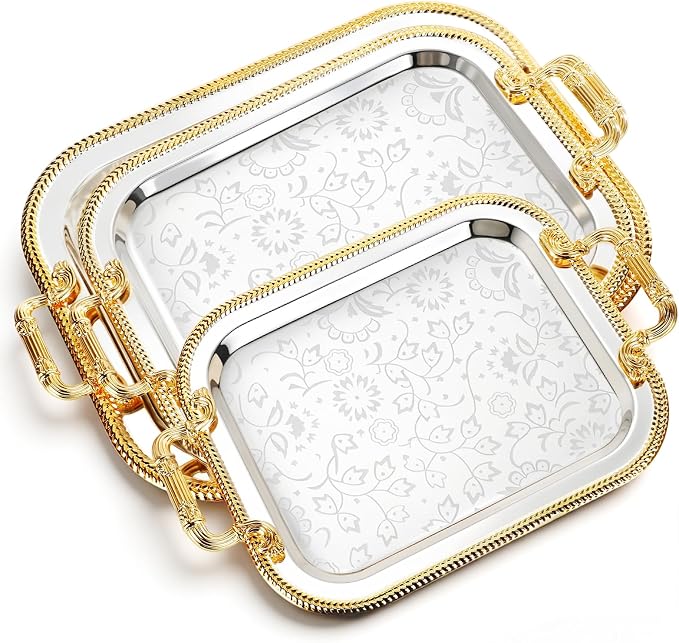 3 Pack Metal Serving Trays by Unknown