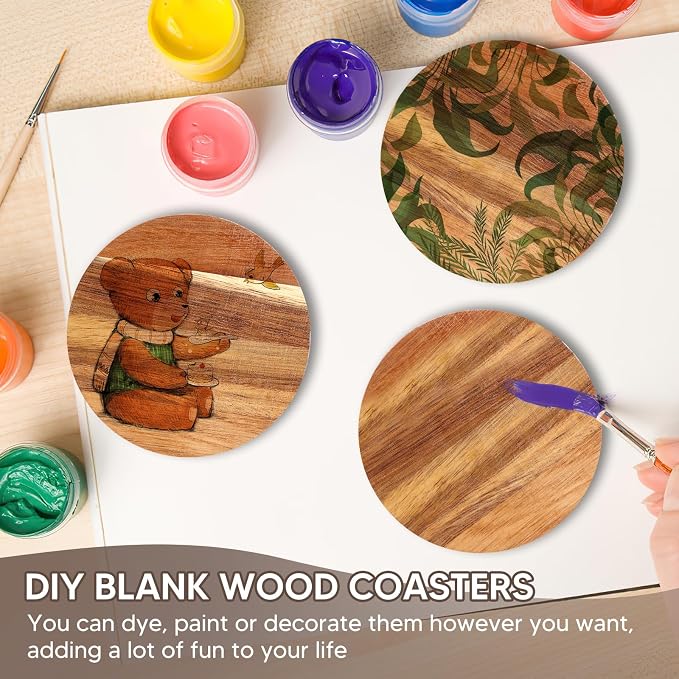 24PCS Wood Coasters Round Wooden Coaster - Image 6