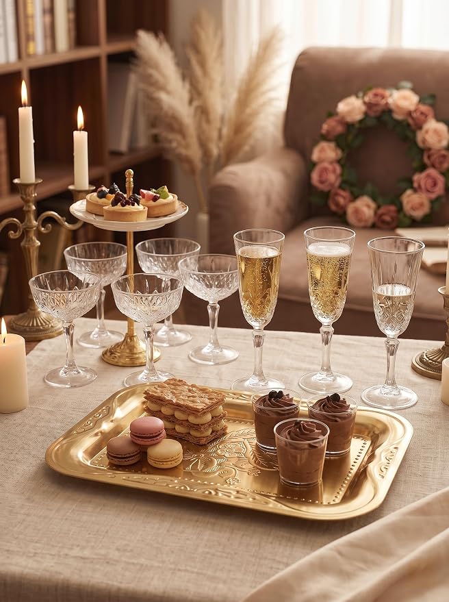 4-Pack Gold Serving Trays Set - Image 4