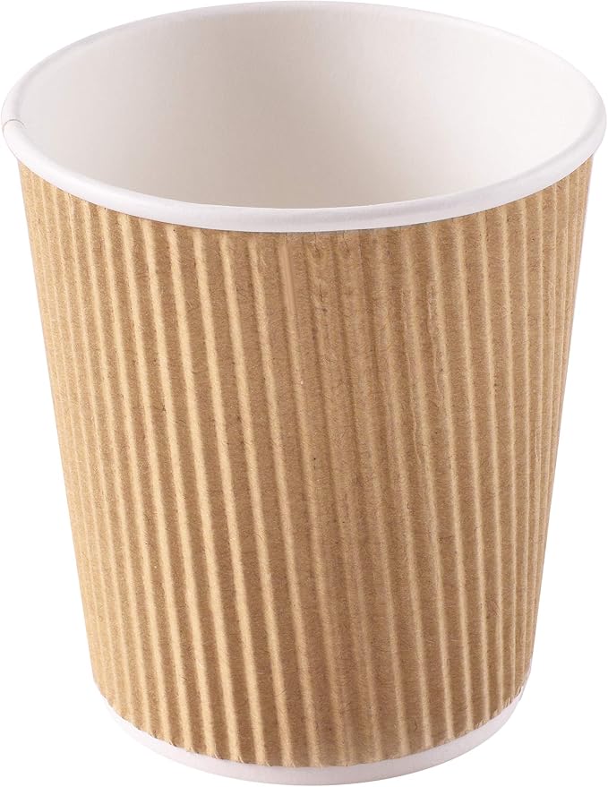 NYHI 150 4 oz Ripple Kraft Paper Cups Brown Hot Cold Cups 3 Layer Rippled Small - Image 3