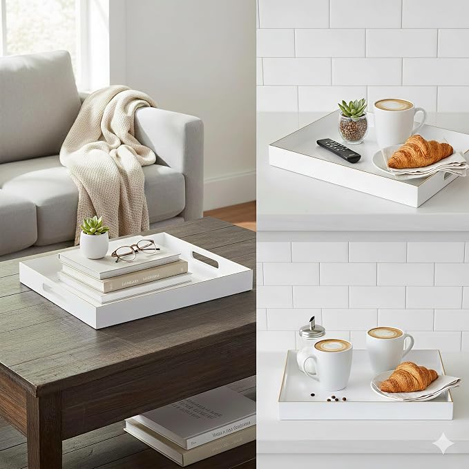 15.8" x 11.8" White Plastic Serving Tray - Image 8