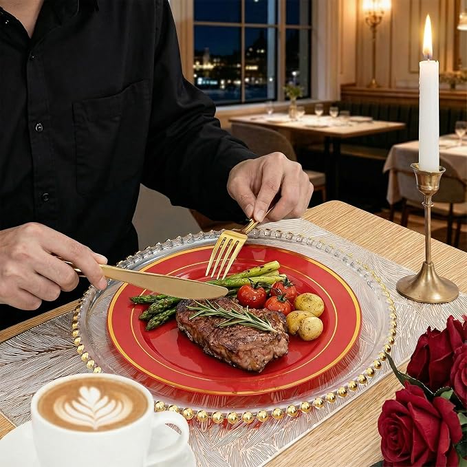 350Pieces Red Plastic Plates - Image 5