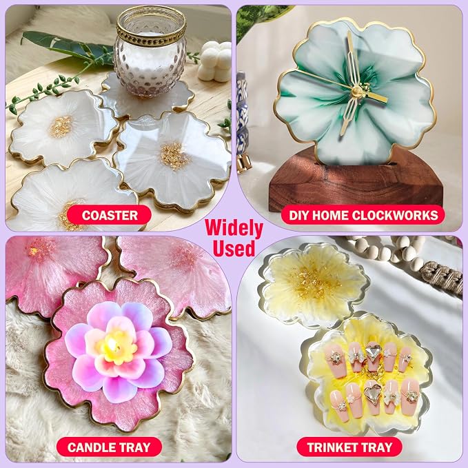 4 Pcs 3.34" Flower Agate Silicone Coaster Molds - Image 4