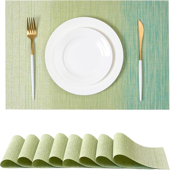 Leetaltree Gradient Green Woven Placemats Set of 8 by Leetaltree-ArtatEveryTable