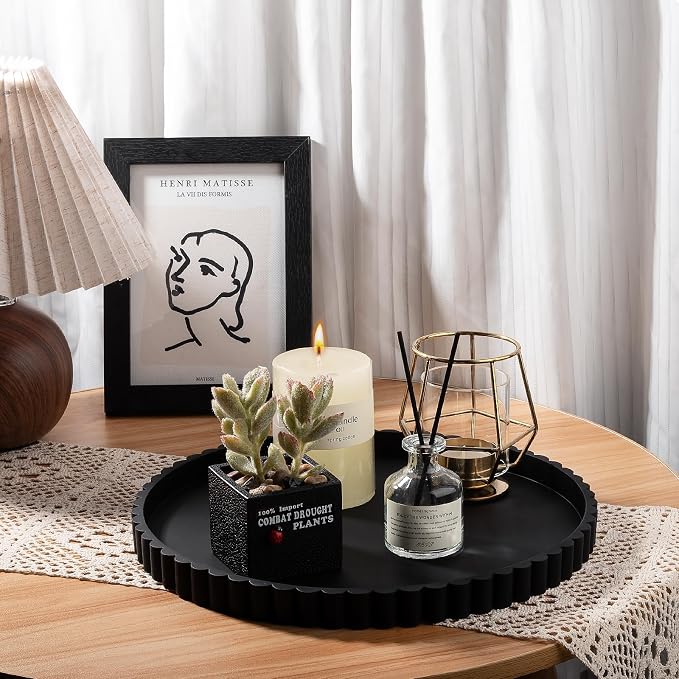 Round Bathroom Tray Perfume Organizer Coffee Table Decor, Heat-Resistant - Image 5