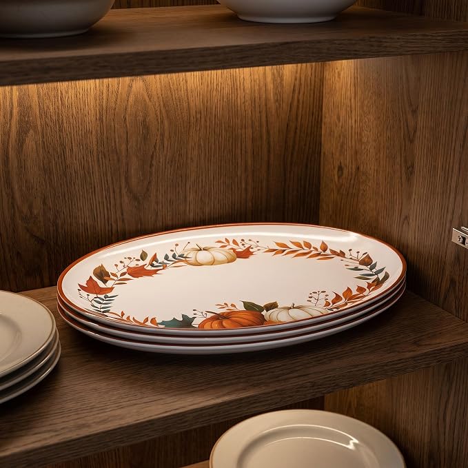 Fall Pumpkin Serving Platters Set of 2, 14 x 10.5 Inch Melamine | BPA-free - Image 8