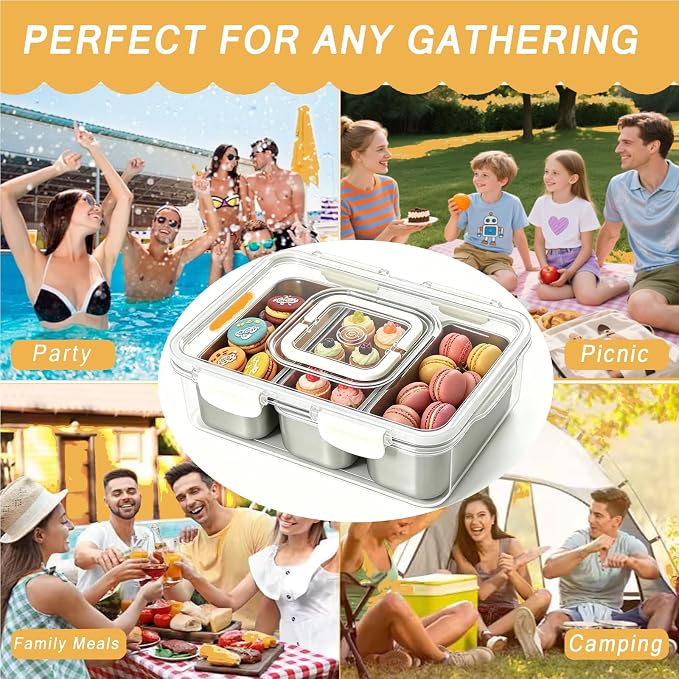 Snackle Box Container, Stainless Steel Divided Serving Tray - Image 6