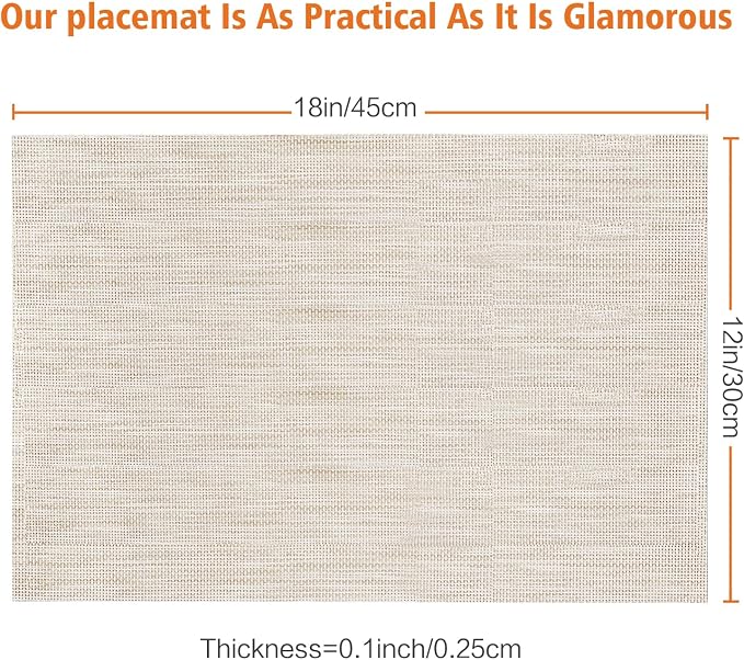 Placemats Set of 6, Vinyl PVC Heat Resistant Washable Placemats Set, Non Slip - Image 3