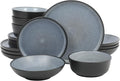 Gibson Elite Tribeca Loft 16-Piece Dinnerware Set – Matte Black and Blue by GibsonHomewares