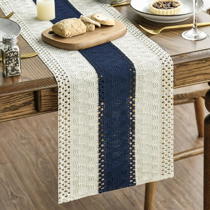 Artoid Mode Dark Blue Farmhouse Rustic Table Runner 12x108 Inch | Seasonal by ArtoidMode