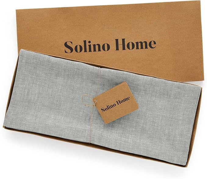Solino Home 100% Pure Linen Table Runner Chambray Grey, Athena 14 x 60 in | - Image 6