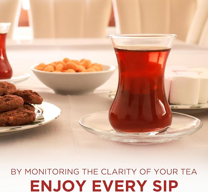 Tea Glass Set of 24 with Saucers, Small Clear Glass Tea Cups - Image 2