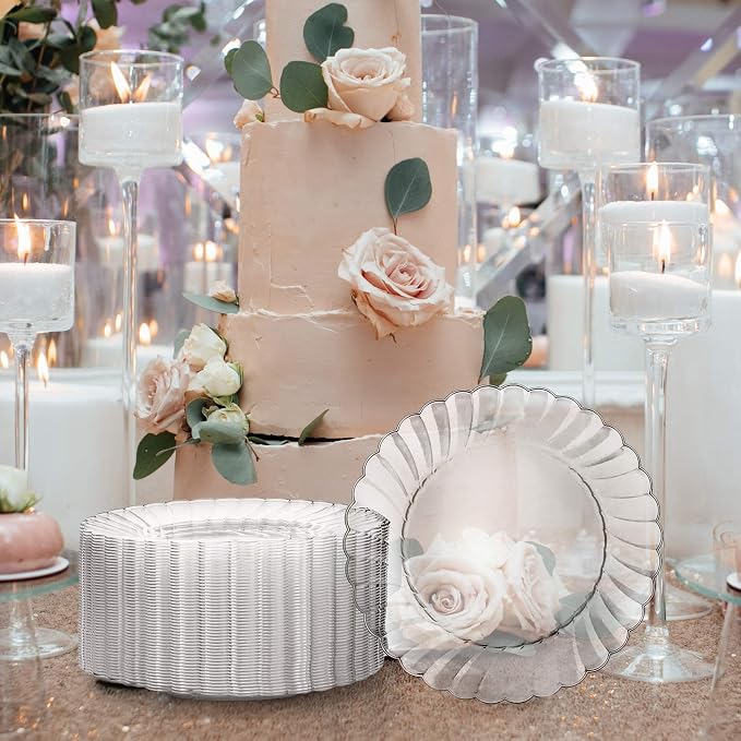 Premium Hard Plastic Plate Set 100 x 6” Clear Round Plates - Image 5