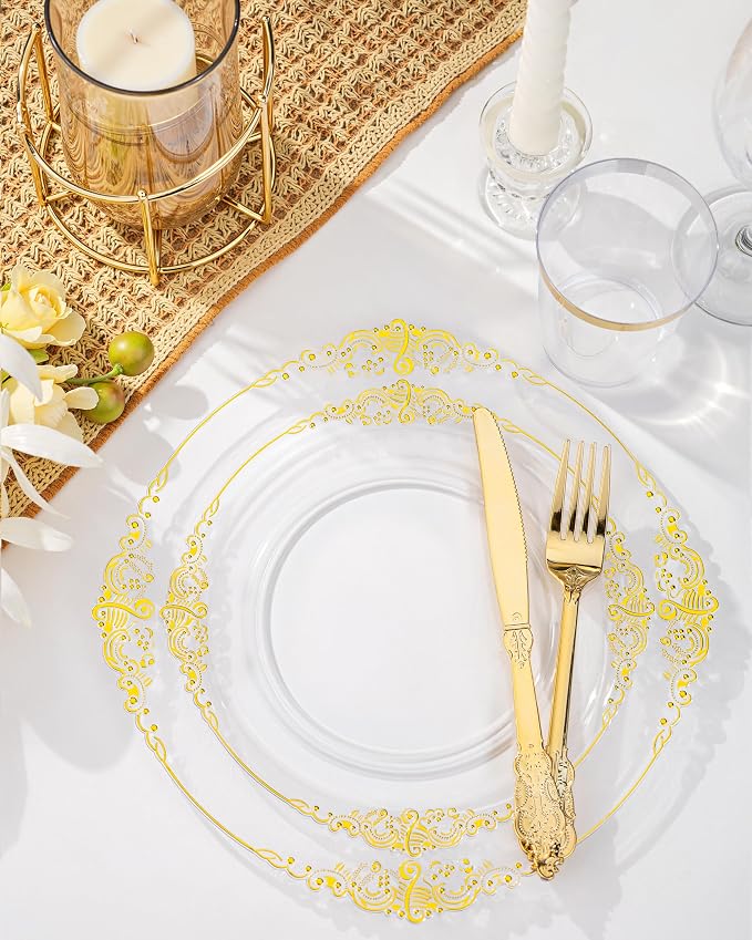 Nervure 100Pcs 7.5'' Clear Plastic Plates, Disposable Plates - Image 4