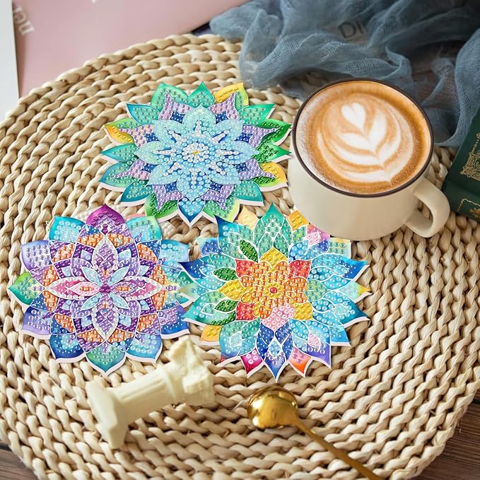 8 PCS Succulent Diamond Art Coasters - Image 2