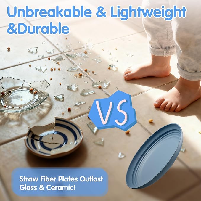 Quatish 10 PCS Unbreakable Reusable Plastic Plates, 8 inch Dishwasher & - Image 3