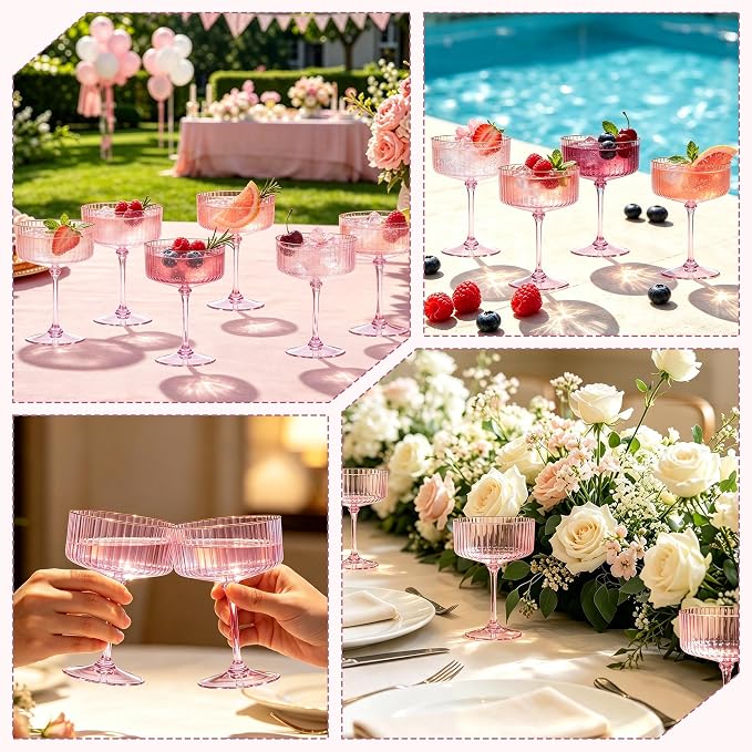 24PCS Plastic Martini Glasses, Unbreakable Reusable Champagne Coupe, Removable - Image 6