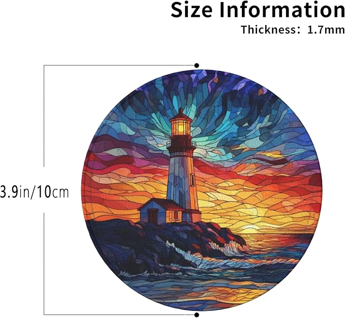 Lighthouse Coasters Leather Round Drink Coasters 6 Pcs Set - Image 3