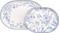 Bico Blue Garden Toile De Jouy 16 plus 12 inch Oval Platters Set, Microwave and by Bico