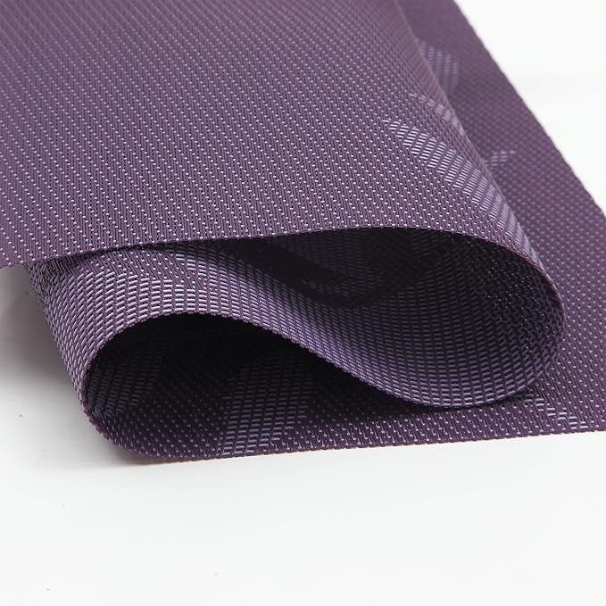 SHACOS Woven Vinyl Placemats Set of 4 Purple Leaf Pattern Place Mats Wipe Clean - Image 2