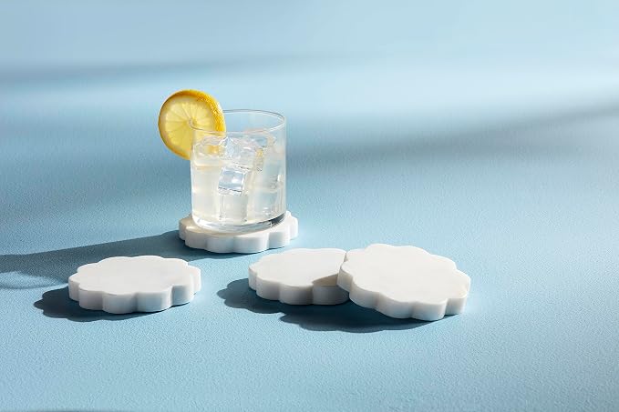 Mud Pie Scallop Marble Coaster Set, Marble Coasters - Image 2