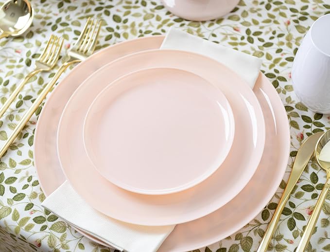 Pink Plastic Party Plates Edge Collection Premium heavyweight Elegant - Image 4